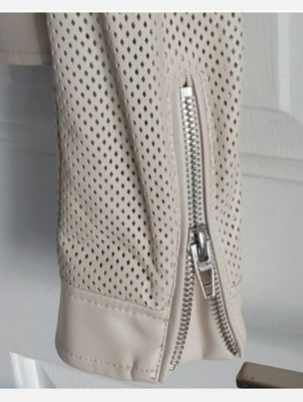 Blank NYC Vegan Perforated Moto Jacket — Light Beige Medium - Picture 8 of 11